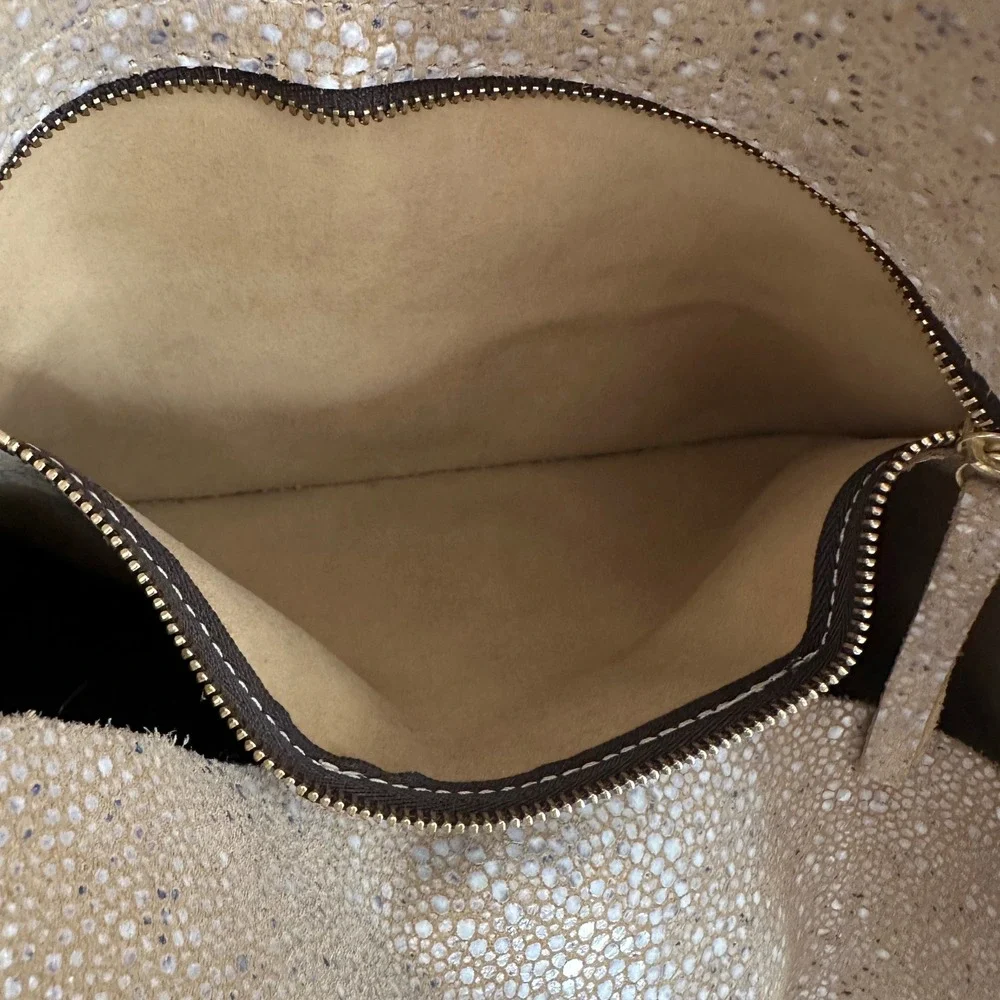 Linde Gallery St Barth Large Tote‎ Bag Tan Speckled Leather